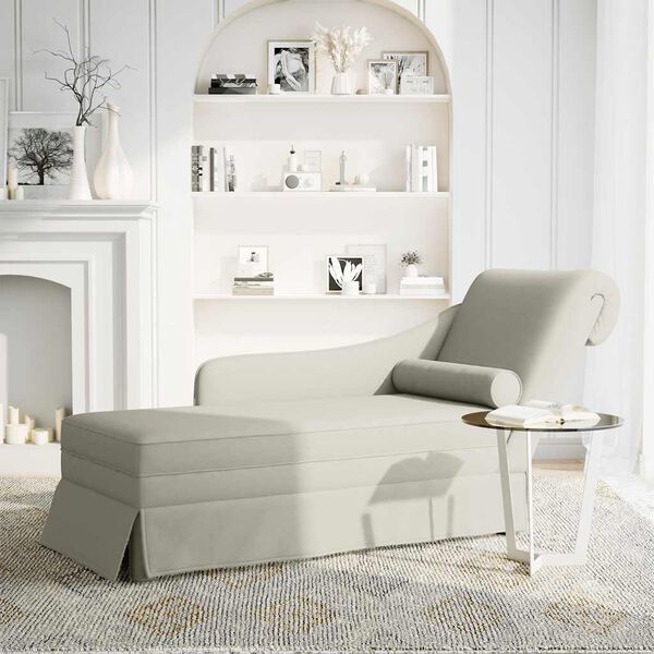 vidaXL Chaiselongue mit Nackenrolle und Rechter Armlehne Creme Samt