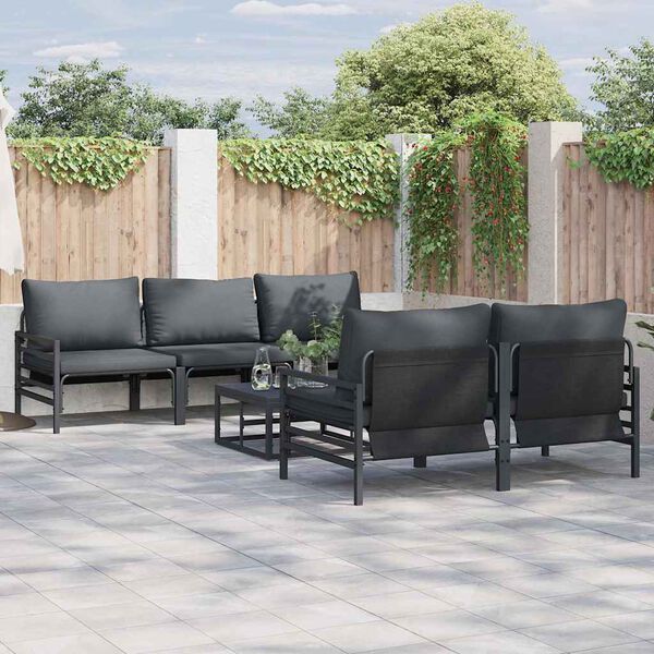 vidaXL Garten-Sofa-Set mit Kissen 6 pcs Anthrazit Stahl & Stoff