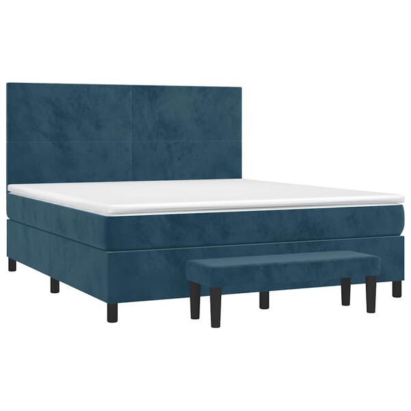 vidaXL Boxspringbett mit Matratze Dunkelblau 180x200 cm Samt