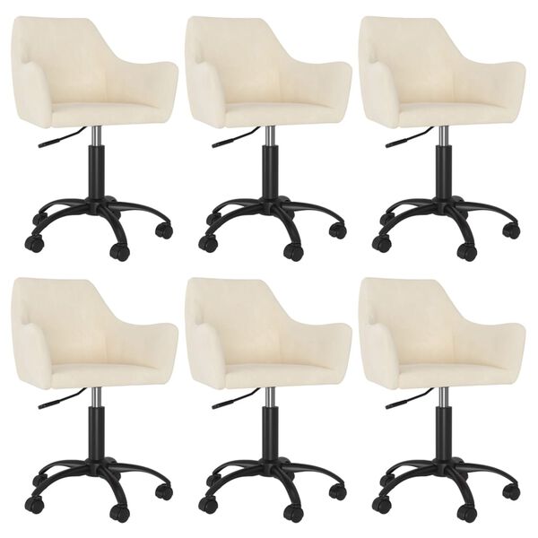 vidaXL Esszimmerst&uuml;hle 6 Stk. Drehbar Creme Samt