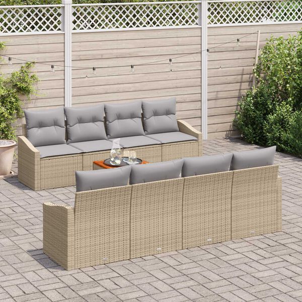 vidaXL Garten-Sofa-Set 7 pcs Beige und Hellgrau