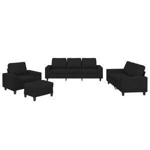 vidaXL 4-tlg. Sofagarnitur Schwarz Stoff