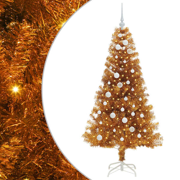 vidaXL Weihnachtsbaum mit 150 LEDs mit St&auml;nder Gold 150 cm PET