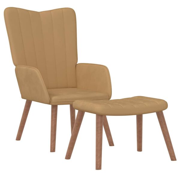 vidaXL Relaxsessel mit Hocker Braun Samt