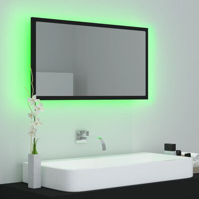 vidaXL LED-Badspiegel Schwarz 80x8,5x37 cm Acryl