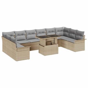 vidaXL Sofa Set mit Kissen 11 pcs Beige Poly-Rattan