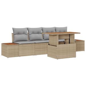 vidaXL Garten Essgruppe mit Kissen 5 pcs Beige und Grau
