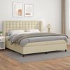 vidaXL Boxspringbett mit Matratze Creme 200x200 cm Kunstleder