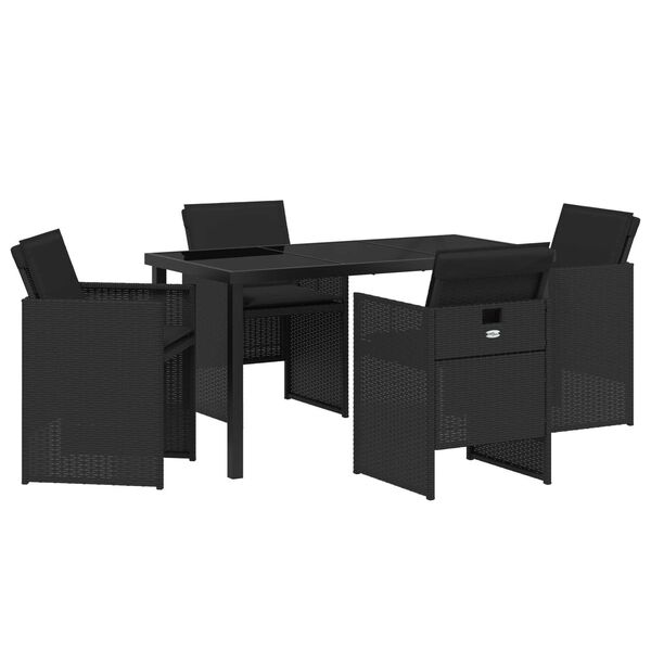 vidaXL Garten Essgruppe 5 pcs Schwarz Poly-Rattan