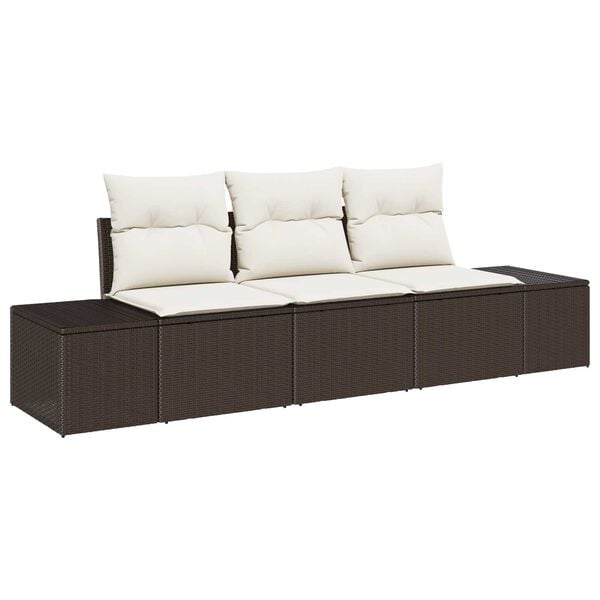 vidaXL Gartensofa-set mit Speicher 3 pcs Braun und Creme Poly-Rattan
