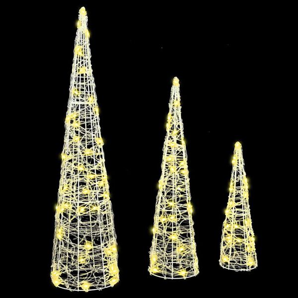 vidaXL Weihnachtsbaum mit 90 LEDs 3 pcs Warmwei&szlig; 20 x 20 x 80 cm Acryl