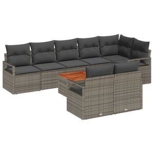 vidaXL Gartensofa-set mit Speicher 9 pcs Grau Poly-Rattan