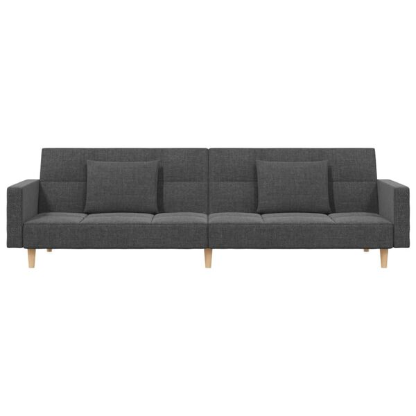 vidaXL Schlafsofa 2-Sitzer mit 2 Kissen Hellgrau Stoff