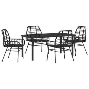 vidaXL Garten Essgruppe 5 pcs Schwarz Poly-Rattan