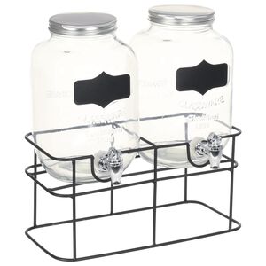 vidaXL Getr&auml;nkespender 2 Stk. mit St&auml;nder 2 x 4 L Glas