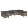 vidaXL 8-tlg. Garten-Sofagarnitur mit Kissen Grau Poly Rattan