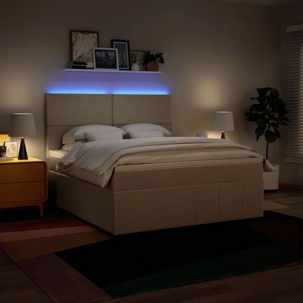 vidaXL Boxspringbett mit Matratze Creme 180x200 cm Stoff