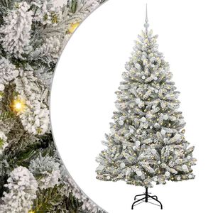 vidaXL K&uuml;nstlicher klappbarer Weihnachtsbaum Gr&uuml;n und Wei&szlig; 180 cm