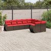 vidaXL 9-teiliges Gartensofa-Set mit Kissen, braun, Polyrattan