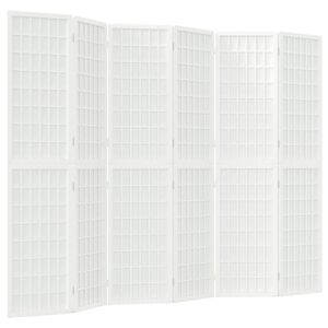 vidaXL 6-tlg. Paravent Japanischer Stil Faltbar 240x170 cm Wei&szlig;