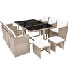 vidaXL 11-tlg. Garten-Essgruppe mit Auflagen Poly Rattan Beige