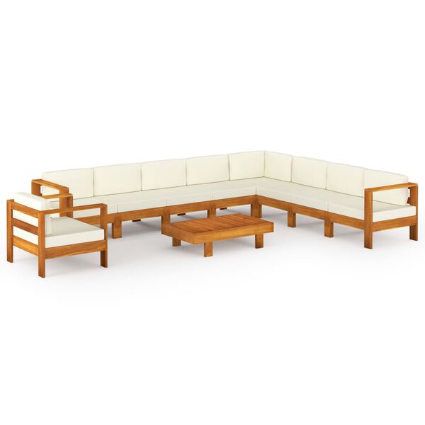 vidaXL 10-tlg. Garten-Lounge-Set mit Kissen 100x60 cm Akazienholz