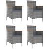vidaXL Garten-Essst&uuml;hle 4 Stk. Poly Rattan Grau