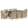 vidaXL Garten Essgruppe 9 pcs Beige Poly-Rattan