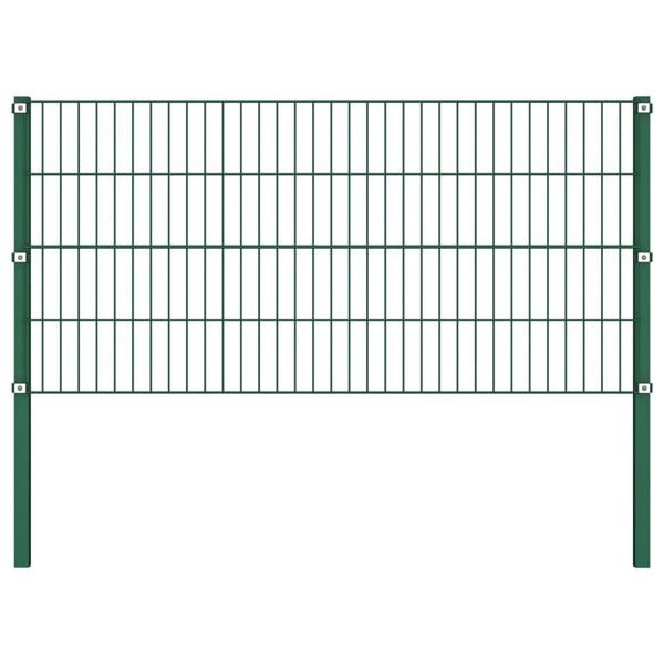 vidaXL Zaunelement mit Pfosten Eisen 349 x 80 cm Grün