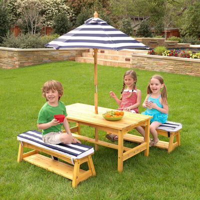 KidKraft Gartentischset mit Bank für Kinder Marineblau Holz 00106