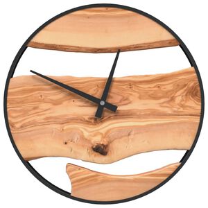 vidaXL Wanduhr Braun &Oslash;35 cm Eisen und Olivenholz