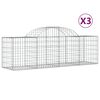 vidaXL Gabionen mit Hochbogen 3 Stk. 200x50x60/80 cm Verzinktes Eisen