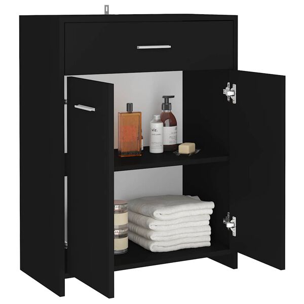 vidaXL Badezimmerschrank Schwarz 60x33x80 cm Holzwerkstoff
