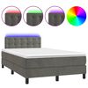 vidaXL Boxspringbett mit Matratze & LED Dunkelgrau 120x190 cm Samt