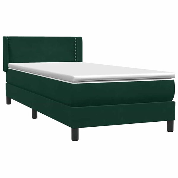 vidaXL Boxspringbett mit Matratze Dunkelgr&uuml;n 200x210 cm Samt