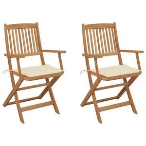 vidaXL Klappbare Gartenst&uuml;hle 2 Stk. mit Kissen Massivholz Akazie