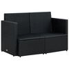vidaXL 2-Sitzer-Gartensofa mit Auflagen Schwarz Poly Rattan
