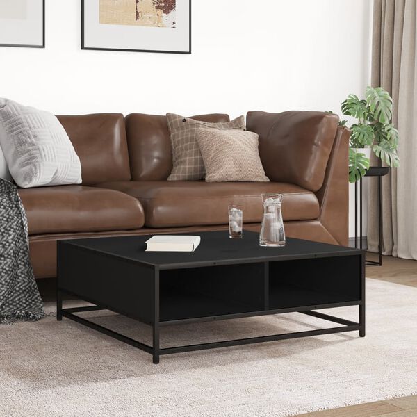 vidaXL Couchtisch Schwarz 80x80x30 cm Holzwerkstoff und Metall