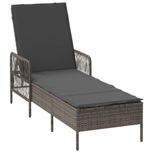 vidaXL Sonnenliege Poly-Rattan Grau und Dunkelgrau