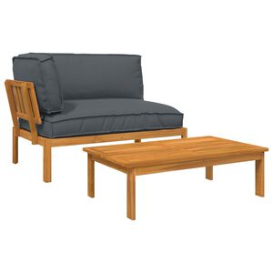 vidaXL Sofa Set mit Kissen Uni 2 pcs Anthrazit Massivholz Akazie