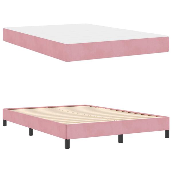 vidaXL Boxspringbett mit Matratze Rosa 160 x 220 cm Stoff