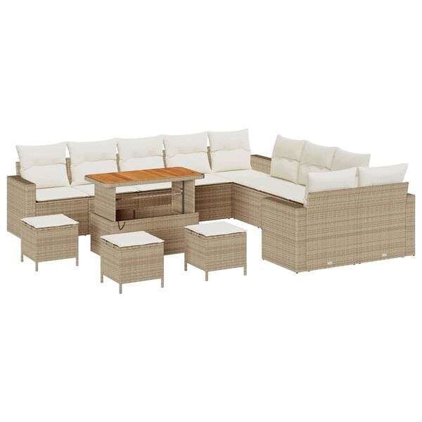 vidaXL Gartensofa-set 14 pcs Beige Poly-Rattan