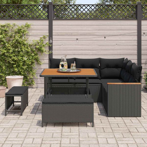 vidaXL Gartensofa-set 8 pcs Schwarz Poly-Rattan