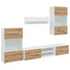 vidaXL 5-tlg. Wohnwand mit LED-Beleuchtung Artisan-Eiche Holzwerkstoff