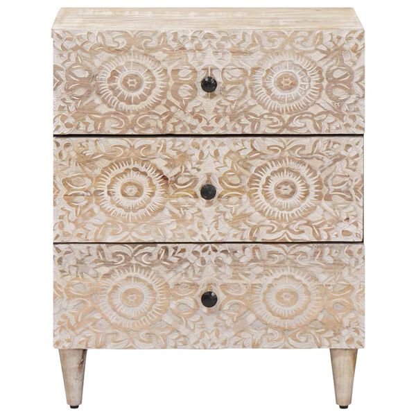 vidaXL Bettkasten mit Schubladen Wei&szlig; 50 x 33 x 60 cm Massivholz Mango