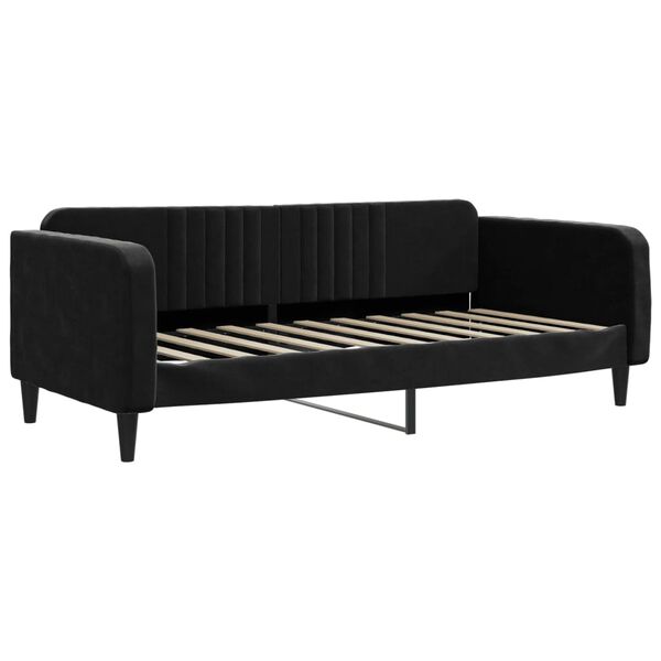 vidaXL Tagesbett Ausziehbar mit Matratzen Schwarz 90x190 cm Samt