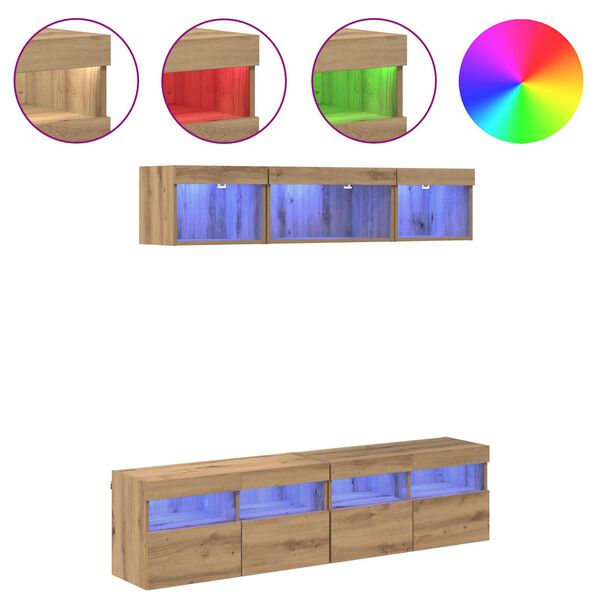 vidaXL TV Wand Einheiten mit LED 5 pcs Artisan-Eiche 80 x 30 x 40 cm