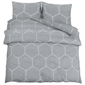 vidaXL Bettw&auml;sche-Set Grau und Wei&szlig; 140x200 cm Baumwolle