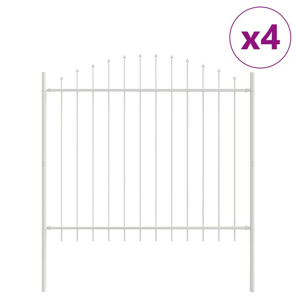 vidaXL Gartenzaun 4 pcs Wei&szlig; 170 x 165 cm Pulverbeschichteter Stahl
