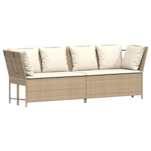 vidaXL Gartensofa mit Kissen Beige Poly Rattan